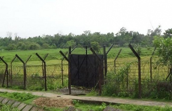 Khowai : Farmers protest in fencing work, to obstruct BSF Khowai : Farmers protest in fencing work, to obstruct BSF